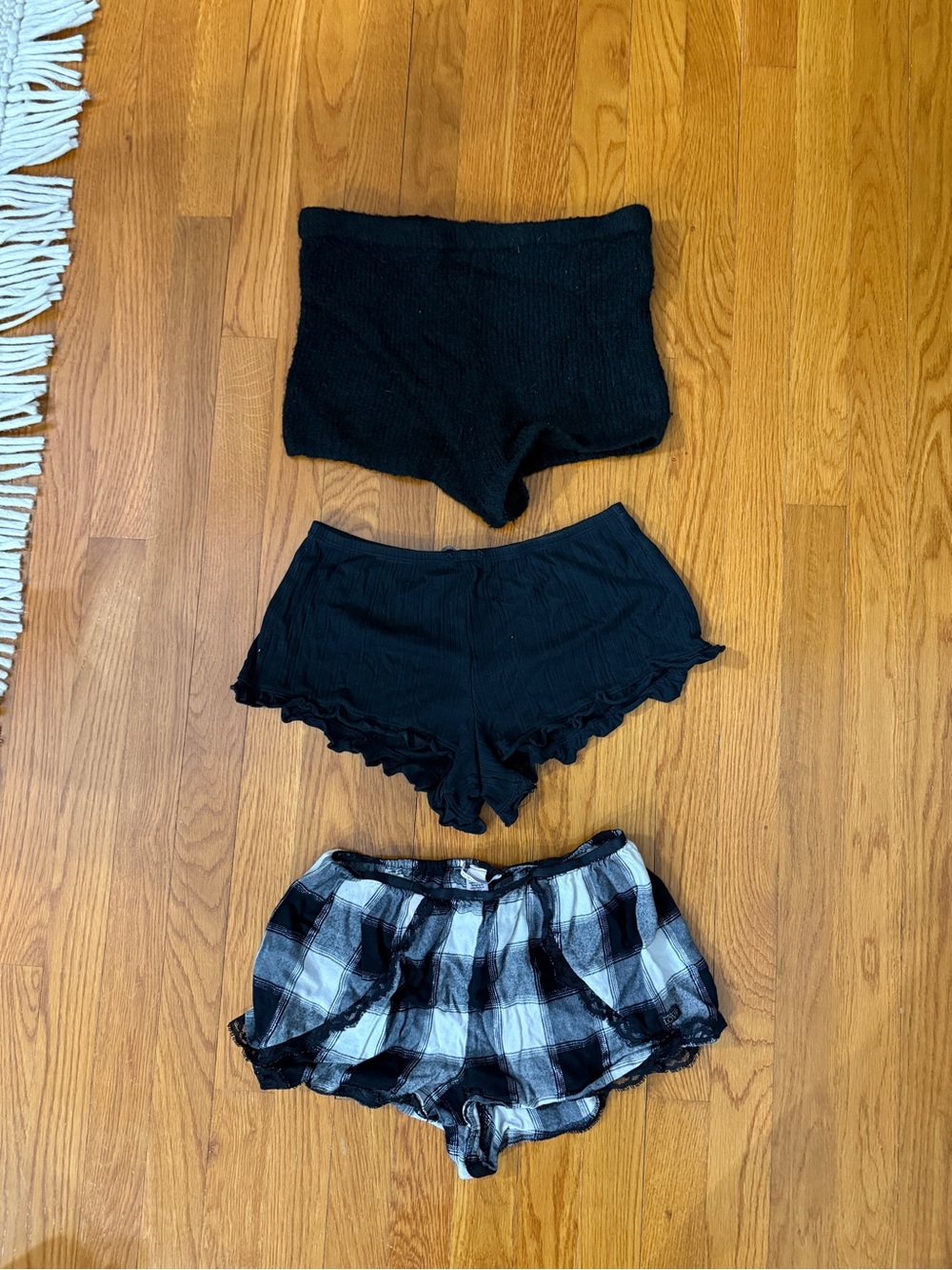 Victoria secret Women’s Black and Black/White Plaid Lounge Shorts Set